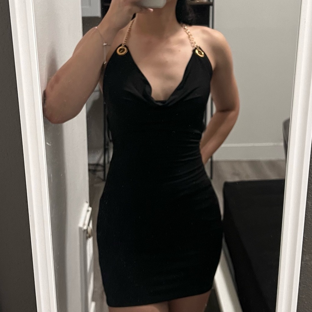Black halter and backless dress
